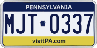 PA license plate MJT0337