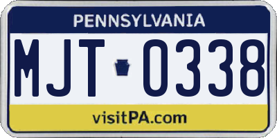 PA license plate MJT0338
