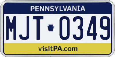 PA license plate MJT0349