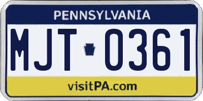 PA license plate MJT0361