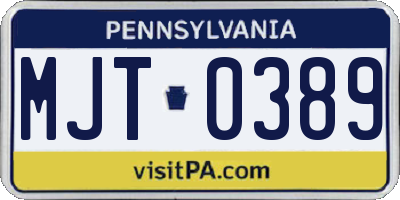 PA license plate MJT0389