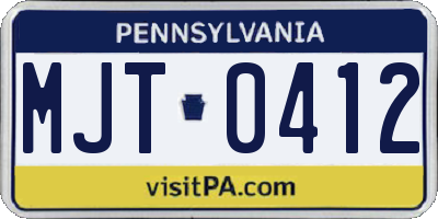PA license plate MJT0412