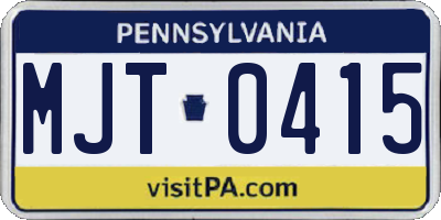 PA license plate MJT0415