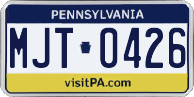 PA license plate MJT0426