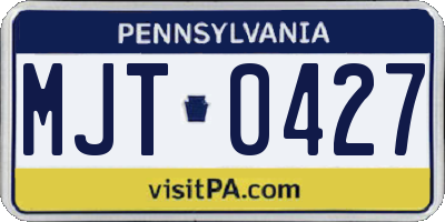 PA license plate MJT0427