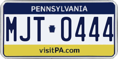 PA license plate MJT0444