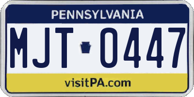 PA license plate MJT0447