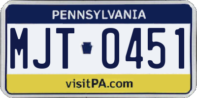 PA license plate MJT0451