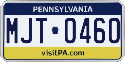 PA license plate MJT0460