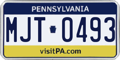 PA license plate MJT0493