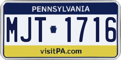 PA license plate MJT1716
