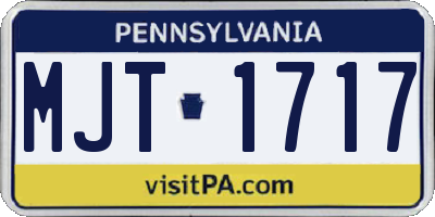 PA license plate MJT1717