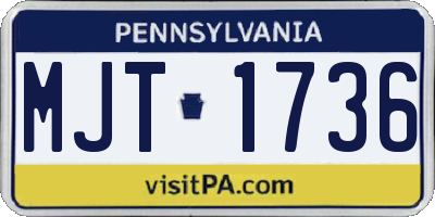 PA license plate MJT1736