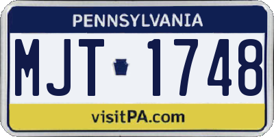PA license plate MJT1748
