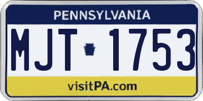 PA license plate MJT1753