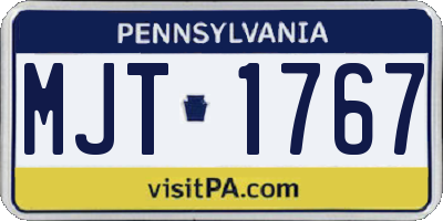PA license plate MJT1767
