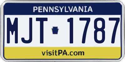 PA license plate MJT1787