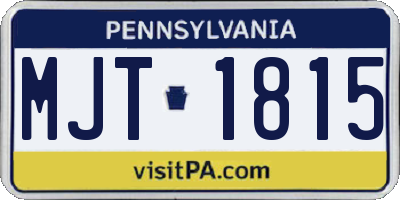 PA license plate MJT1815