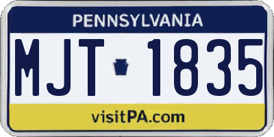 PA license plate MJT1835