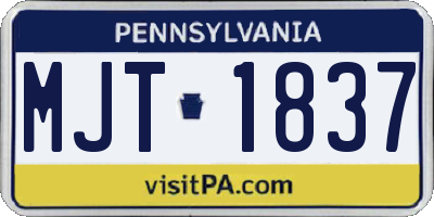 PA license plate MJT1837