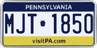 PA license plate MJT1850