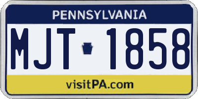 PA license plate MJT1858