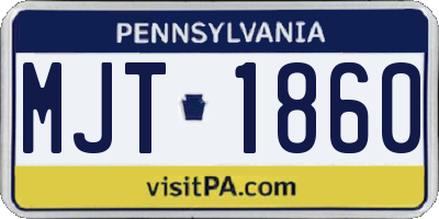 PA license plate MJT1860