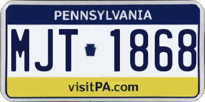 PA license plate MJT1868