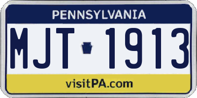 PA license plate MJT1913
