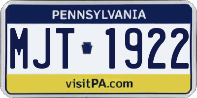 PA license plate MJT1922