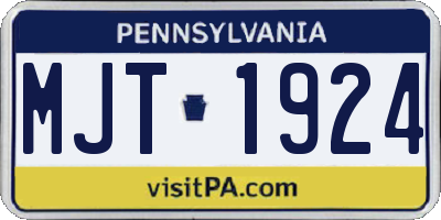 PA license plate MJT1924