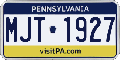PA license plate MJT1927