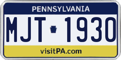 PA license plate MJT1930