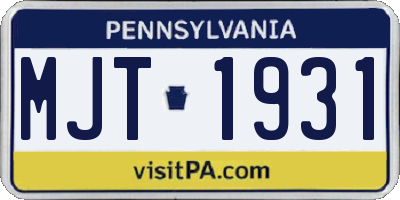 PA license plate MJT1931