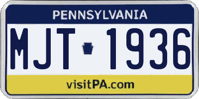 PA license plate MJT1936