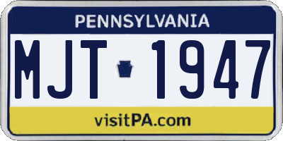 PA license plate MJT1947