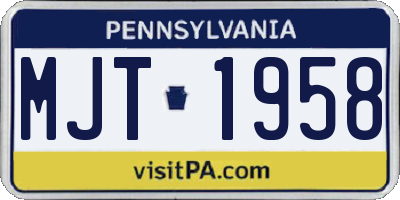 PA license plate MJT1958