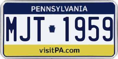 PA license plate MJT1959