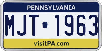 PA license plate MJT1963