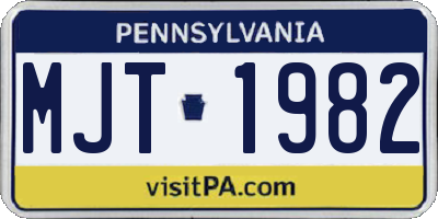 PA license plate MJT1982