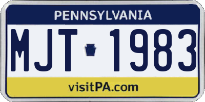PA license plate MJT1983
