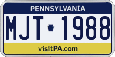 PA license plate MJT1988