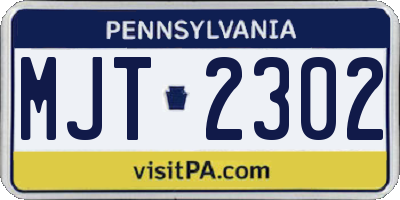 PA license plate MJT2302