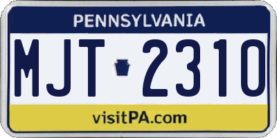 PA license plate MJT2310