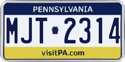 PA license plate MJT2314