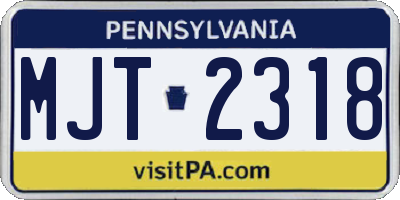 PA license plate MJT2318