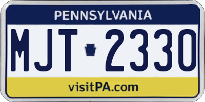 PA license plate MJT2330