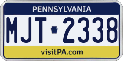 PA license plate MJT2338