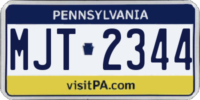 PA license plate MJT2344