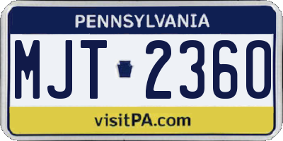 PA license plate MJT2360